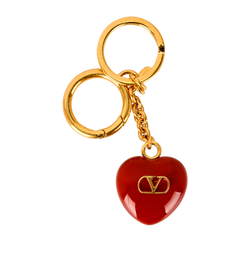 Valentino Garavani Heart Keyring, Brass/Enamel, Gold/Red, MII, DB, 3*